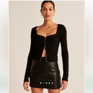 Double Zip Long Sleeve Knit Top